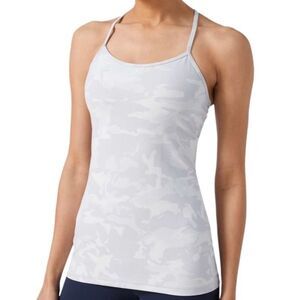 Lululemon Power Y Tank Everlux Incognito Camo Alpine White Multi